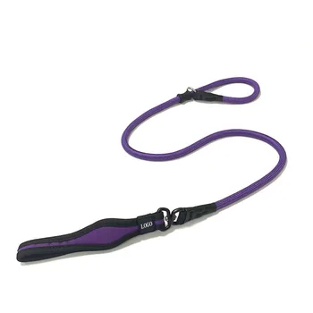 2023 Strong Anti Choking Nylon Rope Training Slip Lead Dog Leash with Comfortable Padded Handle
