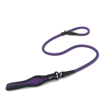 2024 Strong Anti Choking Nylon Rope Training Slip Lead Dog Leash with Comfortable Padded Handle