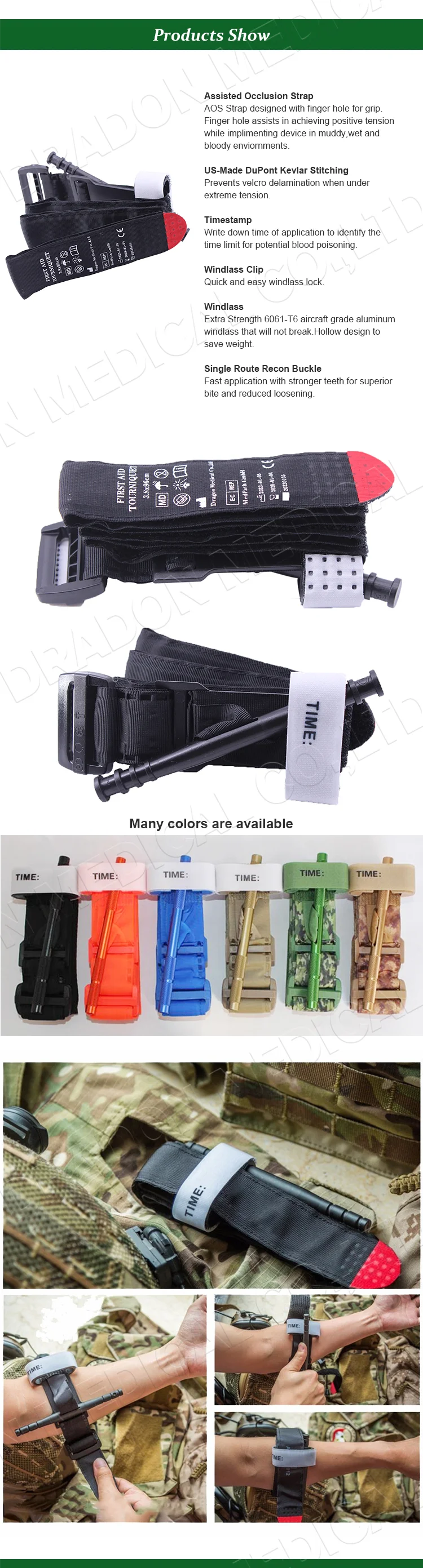 Custom Colors Tactical Tourniquet Turnstile Survival Combat Emergency