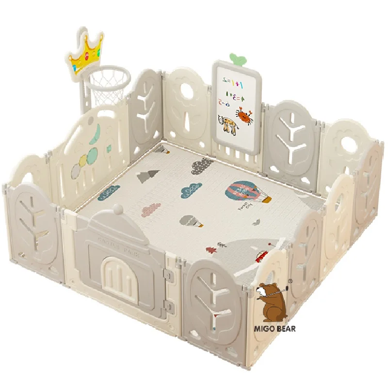 MIGO Bear HDPE Children Play Yard Safety Playpens Slide Swing Indoor Garden  Kids Large Activity Center Fence Baby Playpen