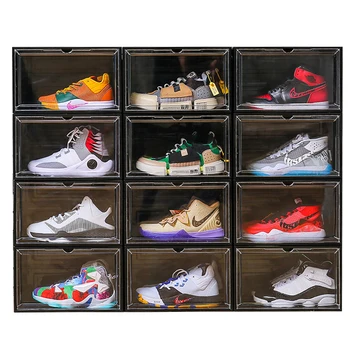 Wholesale transparent thickened shoe boxes for men and women household shoes storage box easy to save space can be stacked