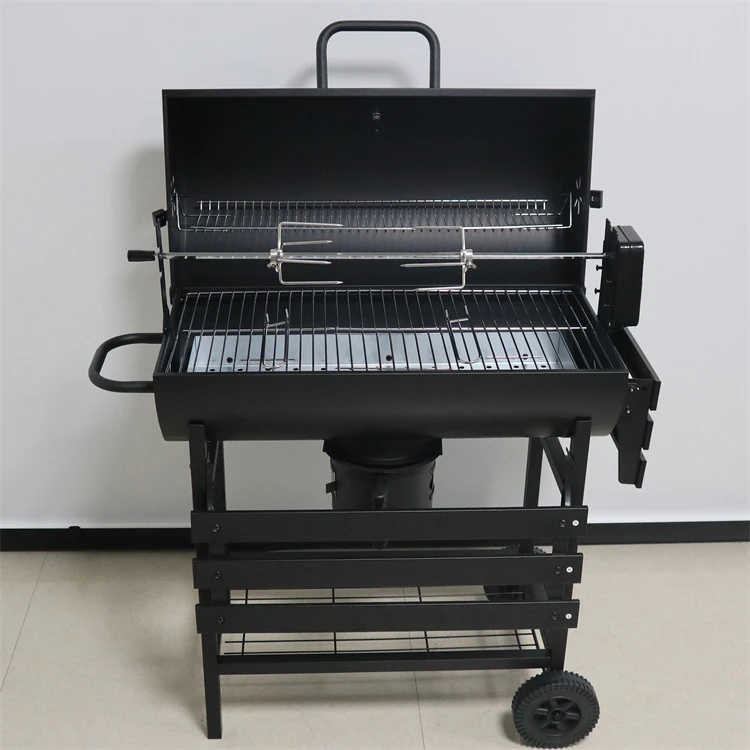 Outdoor Rotisserie Barbecue Trolley Smoker Big Oil Drum Grill Barrel