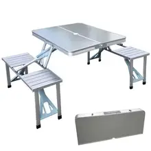 Camping Table with Adjustable Height, Sturdy and Durable Portable Picnic Table, Suitable for Camping, Outdoor Parties, Barbecues