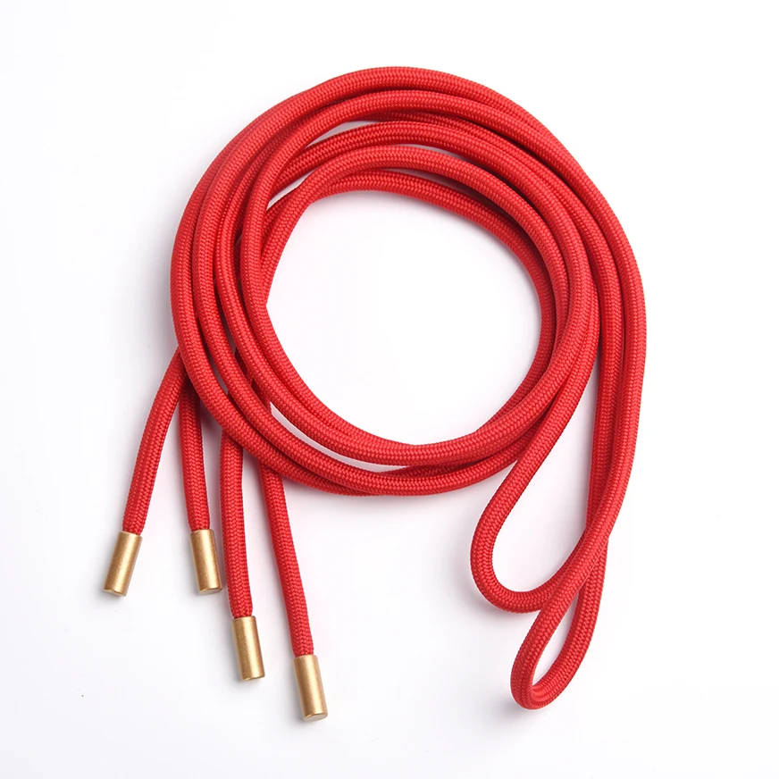 Custom Recycled Polyester Hoodie Strings 5MM Drawstring with Printed Logo Metal Tips for Garments & Shoes/Bags