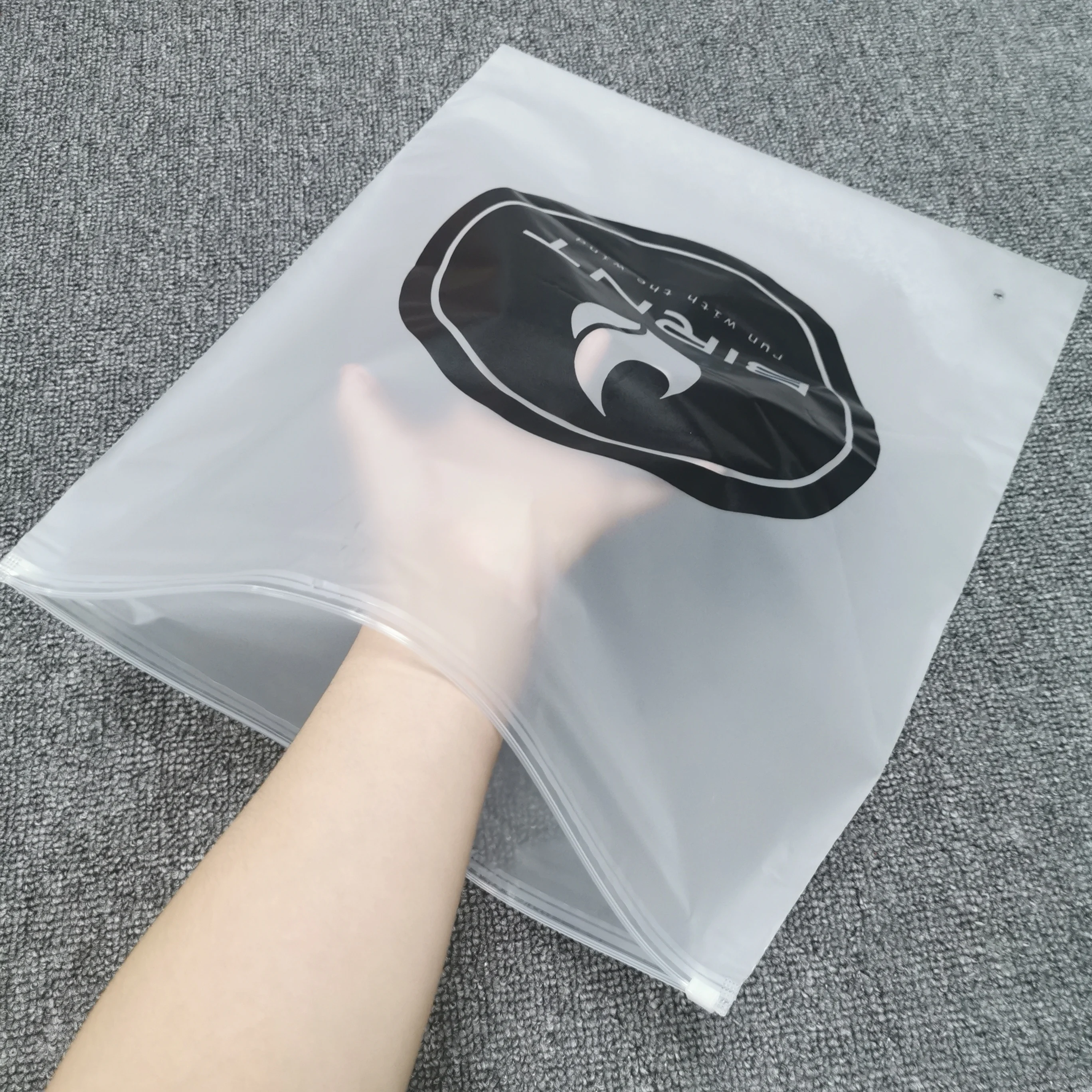 Custom Logo PVC Frosted Zipper Bag Plastic Poly Bags for Clothes Shirt Underwear Packaging Zip Lock Bag