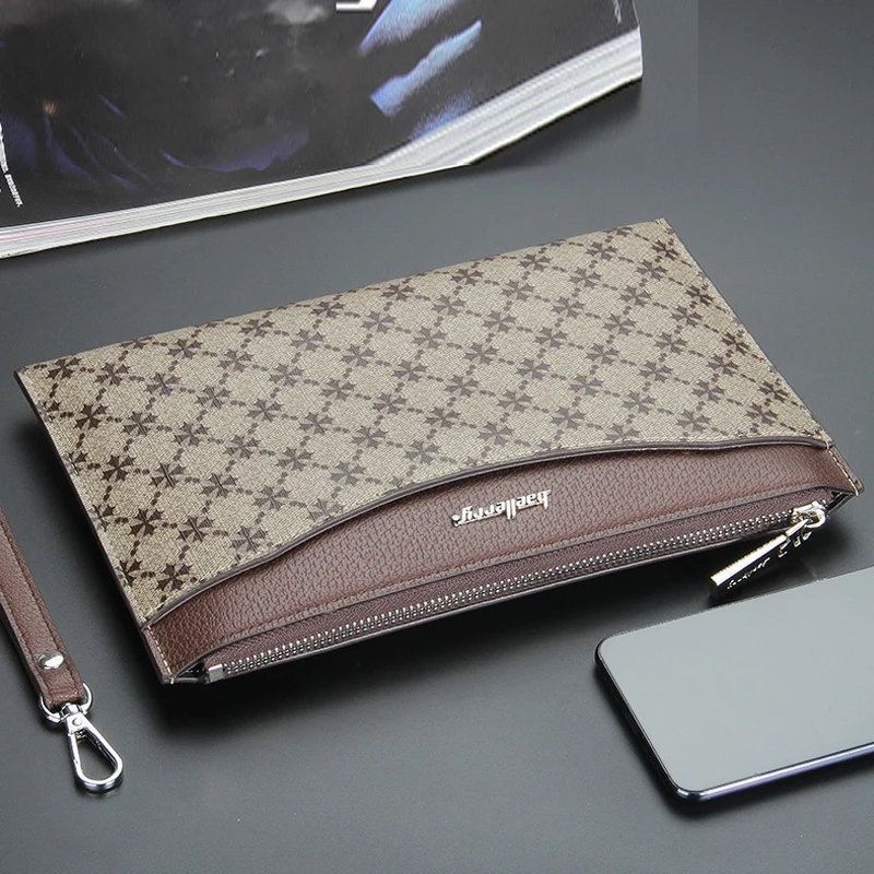 Business Card Holders Wallet Large Capacity Leather Clutch Bags for Men