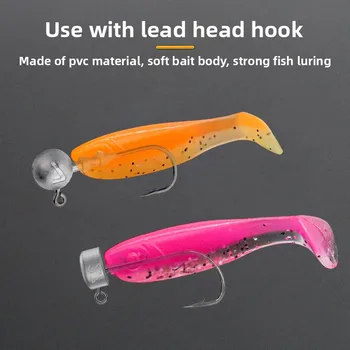 3D Small Fat Fish Root Fishing Two-color Luya Soft Bait T-tail Inverted Lead Hook Soft Worm Fishing Bait for Freshwater Fish 12 – Soft Lure – view 5
