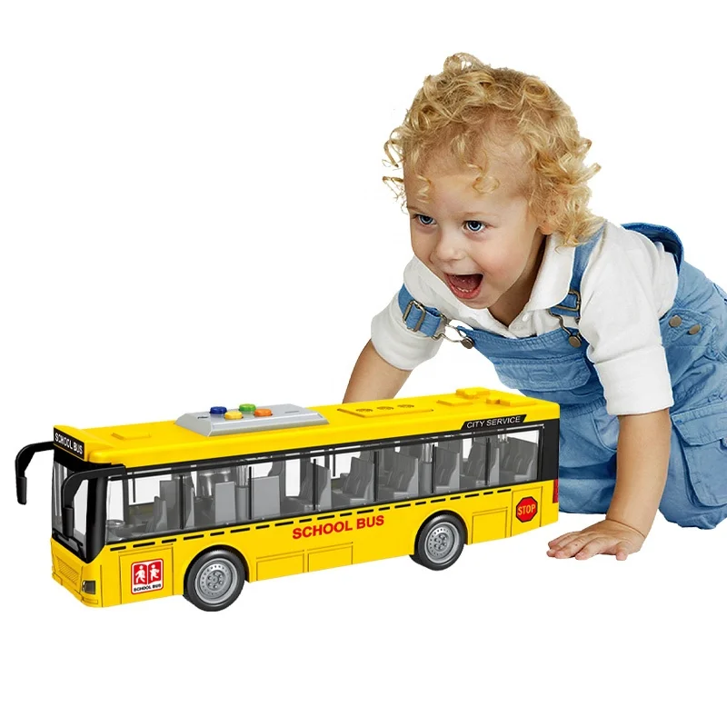 Electric School Bus Wholesale 1/16 Yellow Friction School Bus Toy Kids Car  Toy With Light Sound Open Door