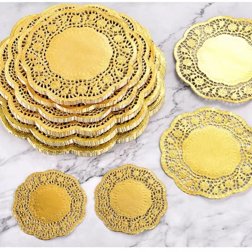 Centrini Di Carta In Pizzo Dorato - 100 Pezzi Da 12,5 Cm Per Torte, Dessert E Tavola | Decorazione Elegante Per Eventi