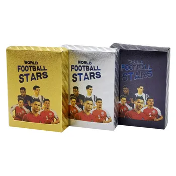 Wholesale 55pcs/box World Football Star Ronaldo Messi Game Transaction Card Gold Foil  Carte Card collection