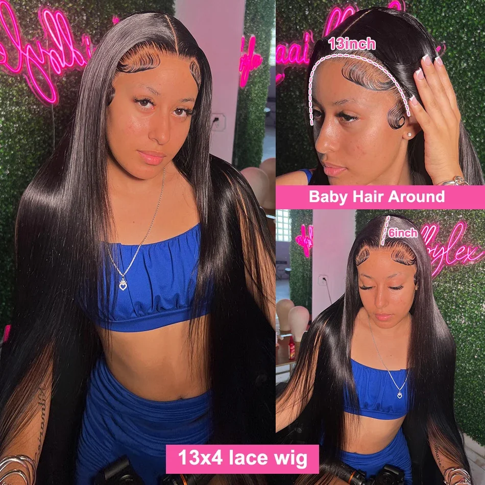 13x4 13x6 HD Lace Frontal Echthaar Perücke Knochen Gerade 40 Zoll Brasilianische Transparent 250% Lace Front Perücken Für Frauen_voghion.com