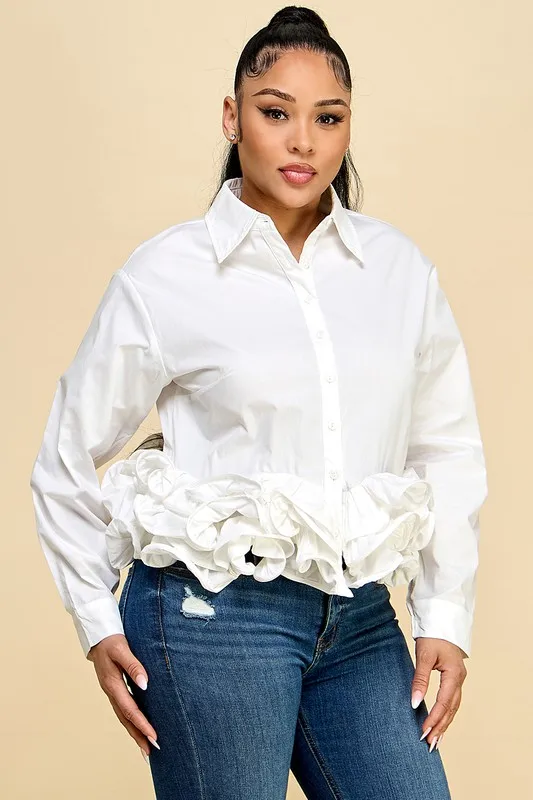 Ladies Casual Cute Multi-layered Ruffle Shirt Woven For Spring/summer Season - Image 3
