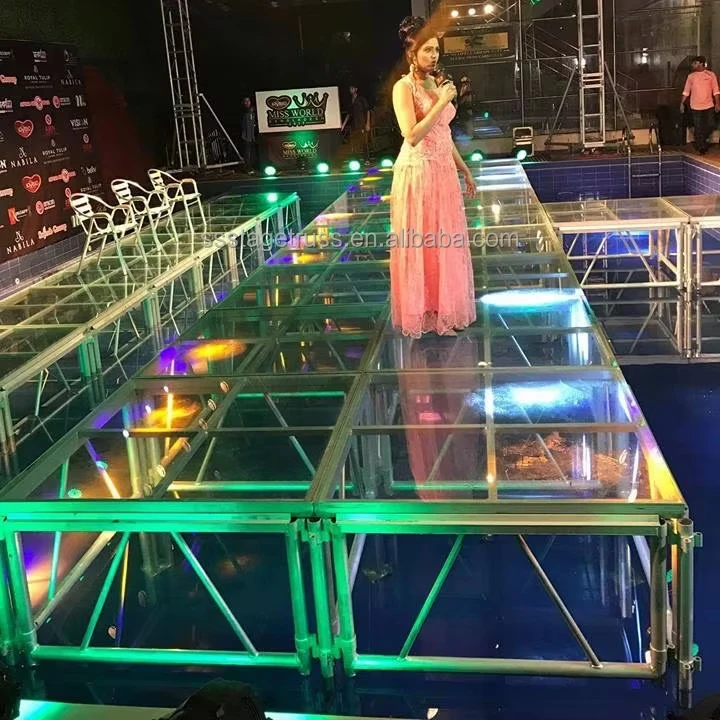 Aluminum Assembly Stage Acrylic Transparent Stage Platform Adjustable Height for Wedding Party Concert Show