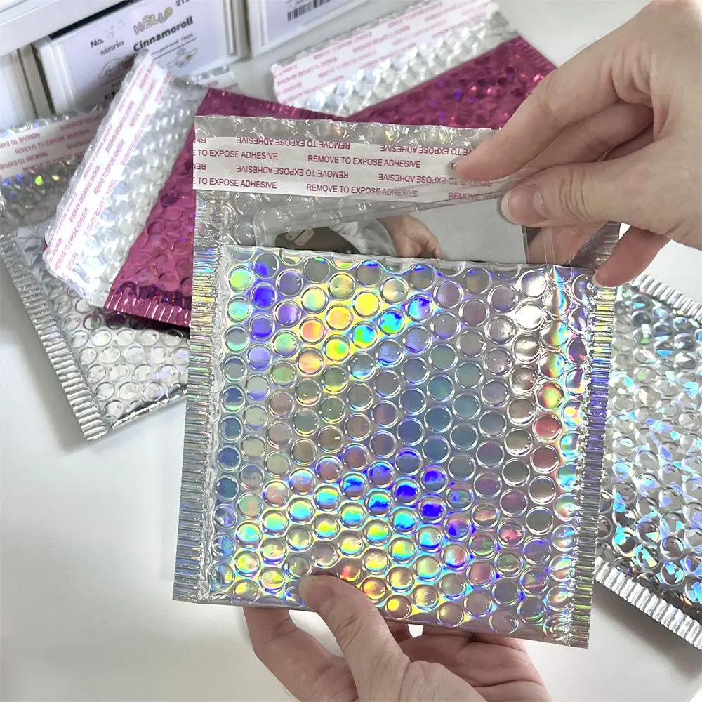 Shipping Packaging Holographic Bubble Envelope Mailing Bags Metallic