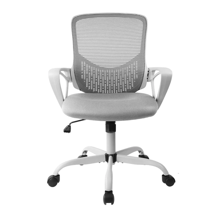 Gray Office Chair Ergonomic Desk Task Mesh Chair with Armrests Swivel Adjustable Height