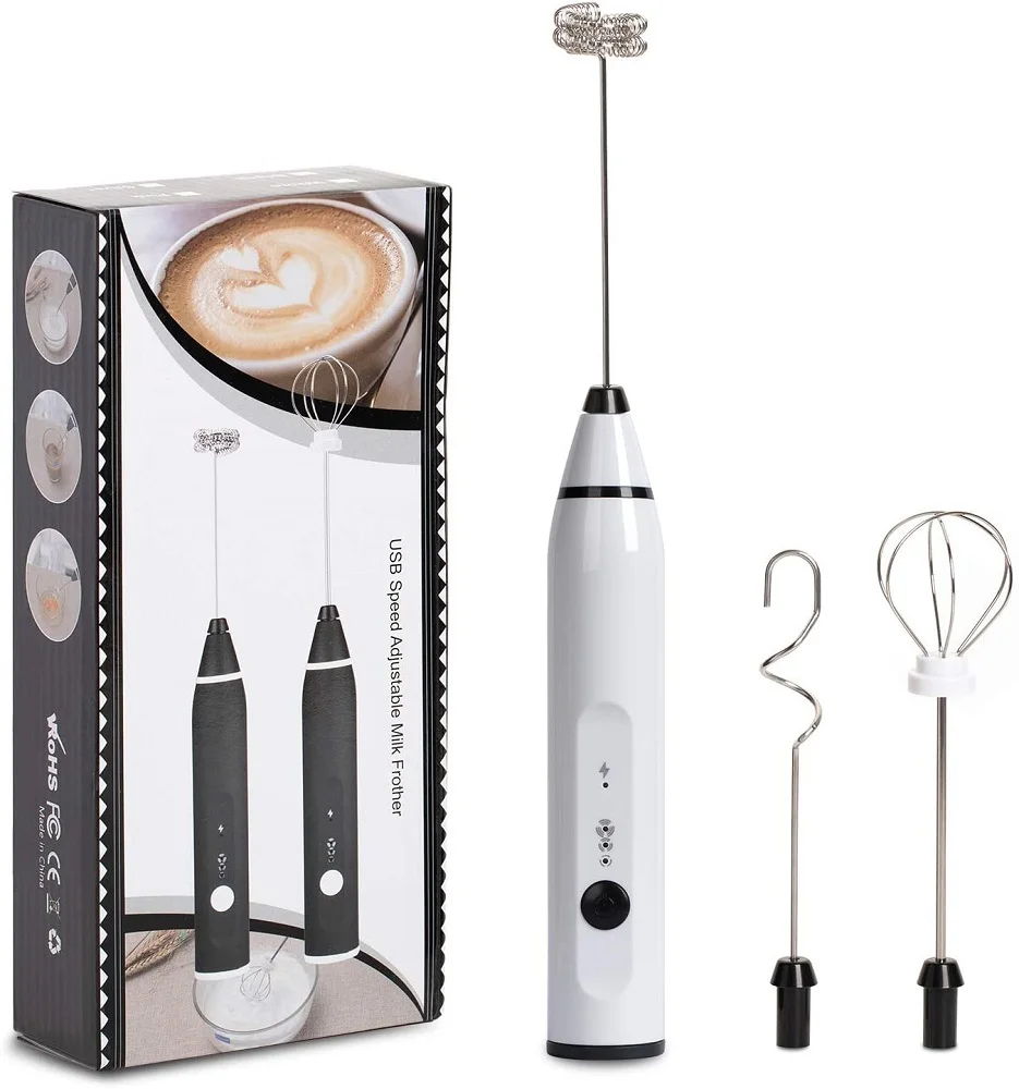 In stock mini 3-speed handheld milk frother usb fast rechargeable coffee  foam maker manual electric milk frother