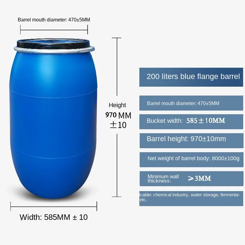 Plastic Barrel Drum 200 Litre Hdpe Open Top Blue Plastic Drum Custom ...