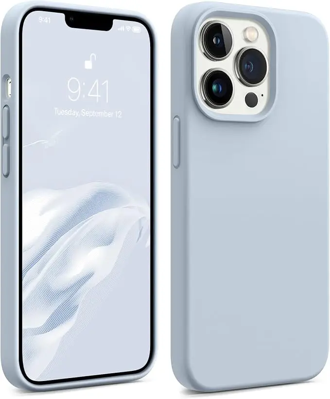 Laudtec Premium Silicone Magnetic Anti-Scratch Custom Logo Case For Wireless Charging Phone case For IPhone 17 Pro Max,Baby Blue