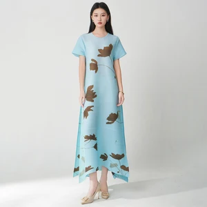 High Quality Fast Shipping Women's Elegant Dress Summer Loose Casual Women's Dress Miyake Pleated Dress