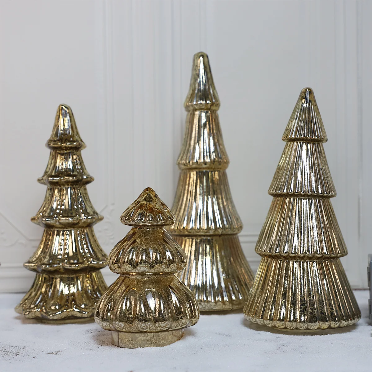 wholesale high quality table top lit christmas glass tree customized silver mercury lighted glass trees Christmas holiday decor