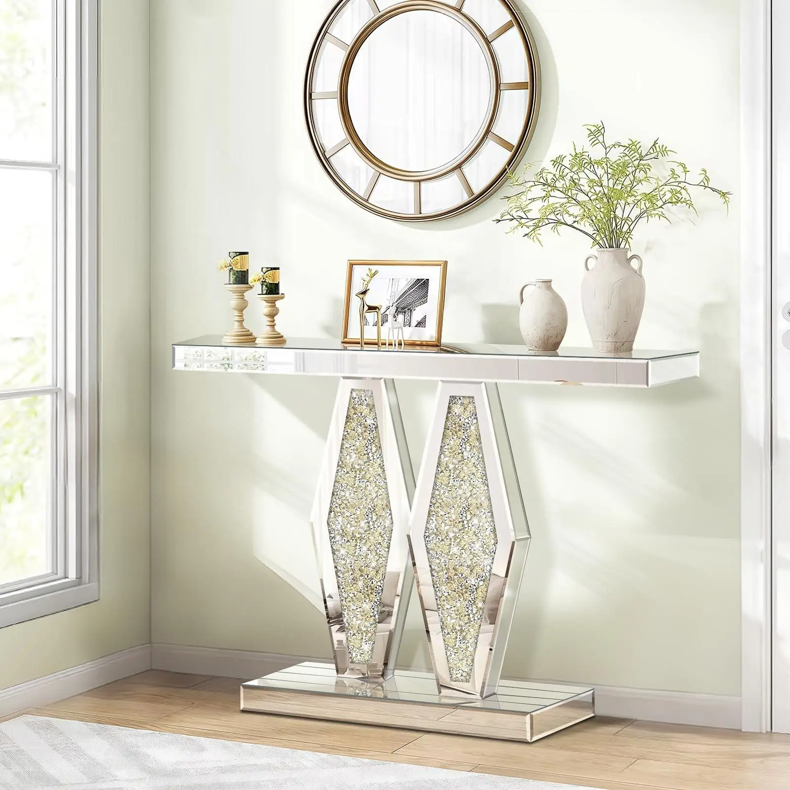 Elvarenae Lucienne Mirrored Console Table — product detail
