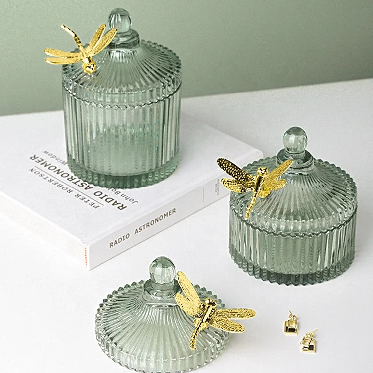 Роскошное Стеклянное блюдо для конфет с крышкой декоративная чаша фруктовых Хрустальная банка домашнего офисного стола контейнер хранения продуктов