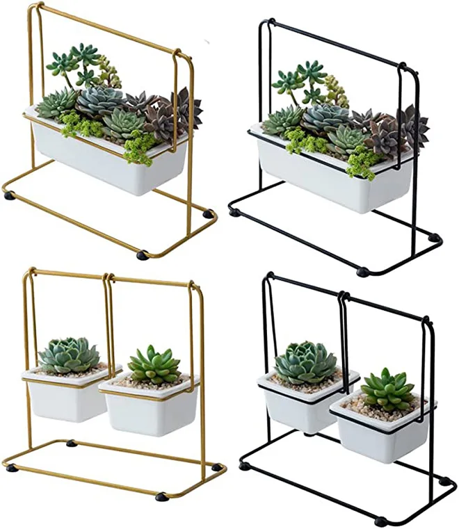 Pot Bonsai Ceramique SYITCUN 5X Pots De Fleurs Rectangulaires Avec Avec Plateau,22 X 9 X 8,5cm Jardinière De Rebord De Fenêtre Avec Trou De Drainage ,Petit Pot De Cactus Pour La Décoration Moderne,Pot