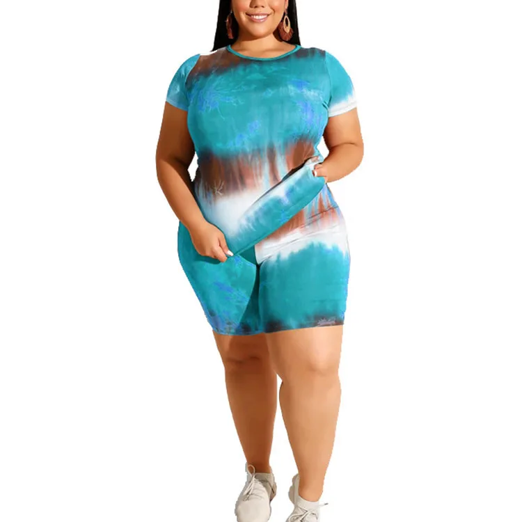tie dye plus size short set