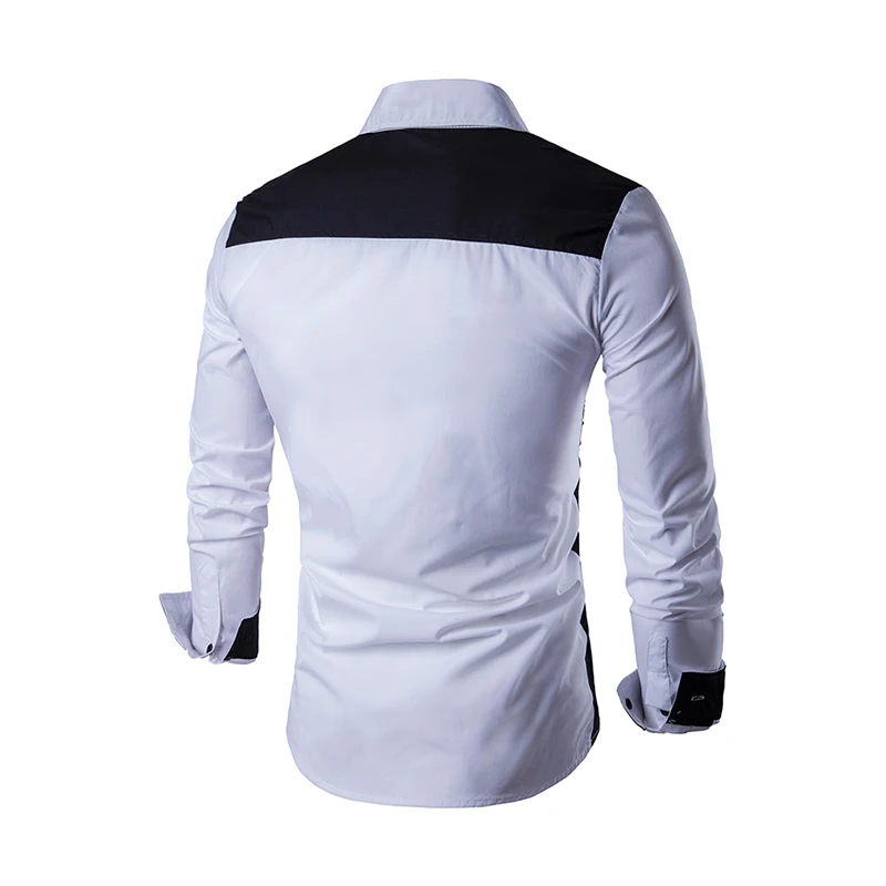 Moška srajca z dolgimi rokavi, poslovna, z navadnim ovratnikom in koničastim ovratnikom 713_voghion.com