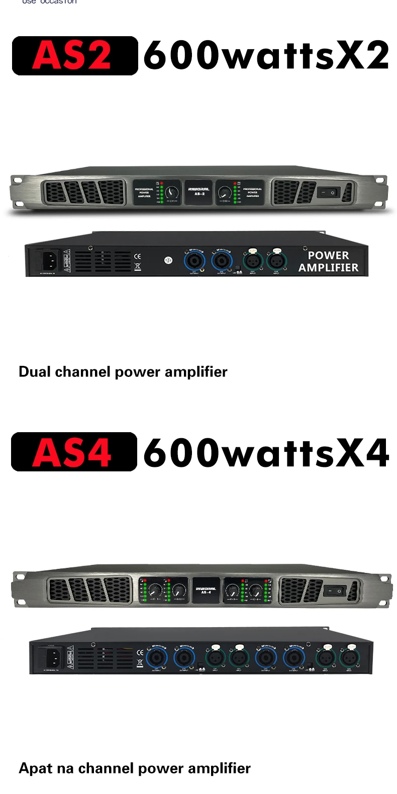 As4 600w*4 4 Channel Power Amplifier Professional Digital Audio Voice