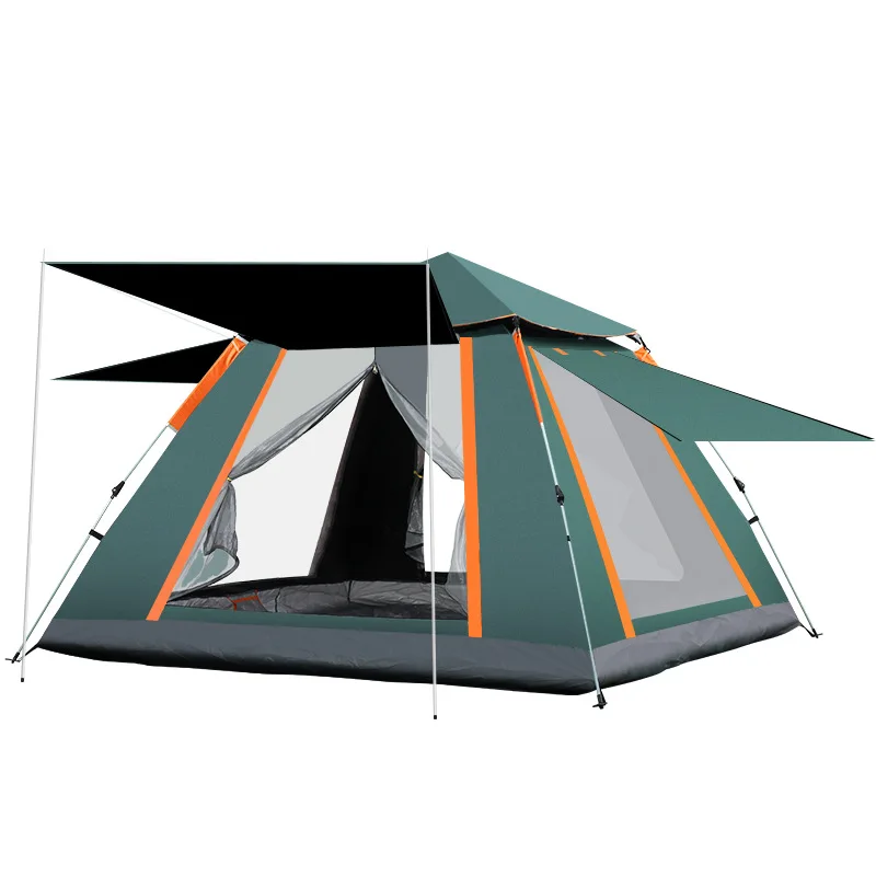Wholesale 3-4 Person Fully Automatic Silver Glue Folding Tent Quick Open Oxford Beach Sunscreen Ventilation for Outdoor Camping