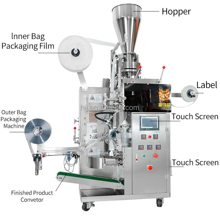 Automatic Inner and Outer Pyramids Tea Bag Packing Machine, Small Tea ...