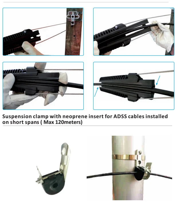 Hot Sale FTTH Type Flat Outdoor High Strength ftth Fiber optic Anchor Suspension Clamp for ADSS drop Cable