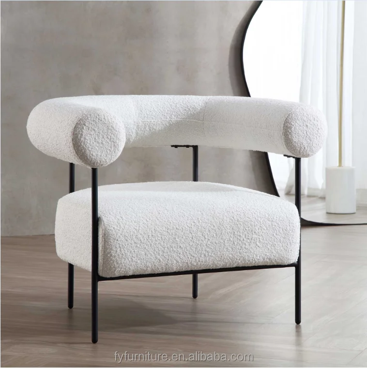 Nordic Design Living Room Furniture Upholstered Boucle Fabric Accent ...