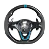 MK8 carbon fiber+perforated leather+paddles+blue stitc