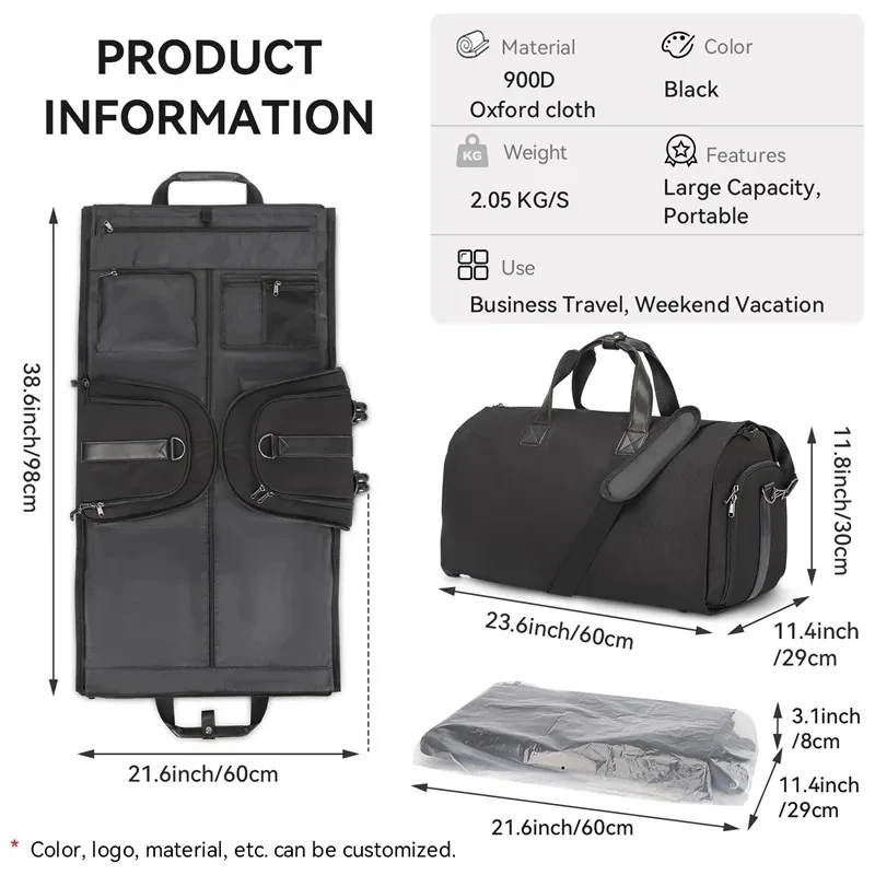 Custom Garment Bag Expandable Rolling Duffle Bag Large Trolley Duffel Suit Carrier Garment Suit