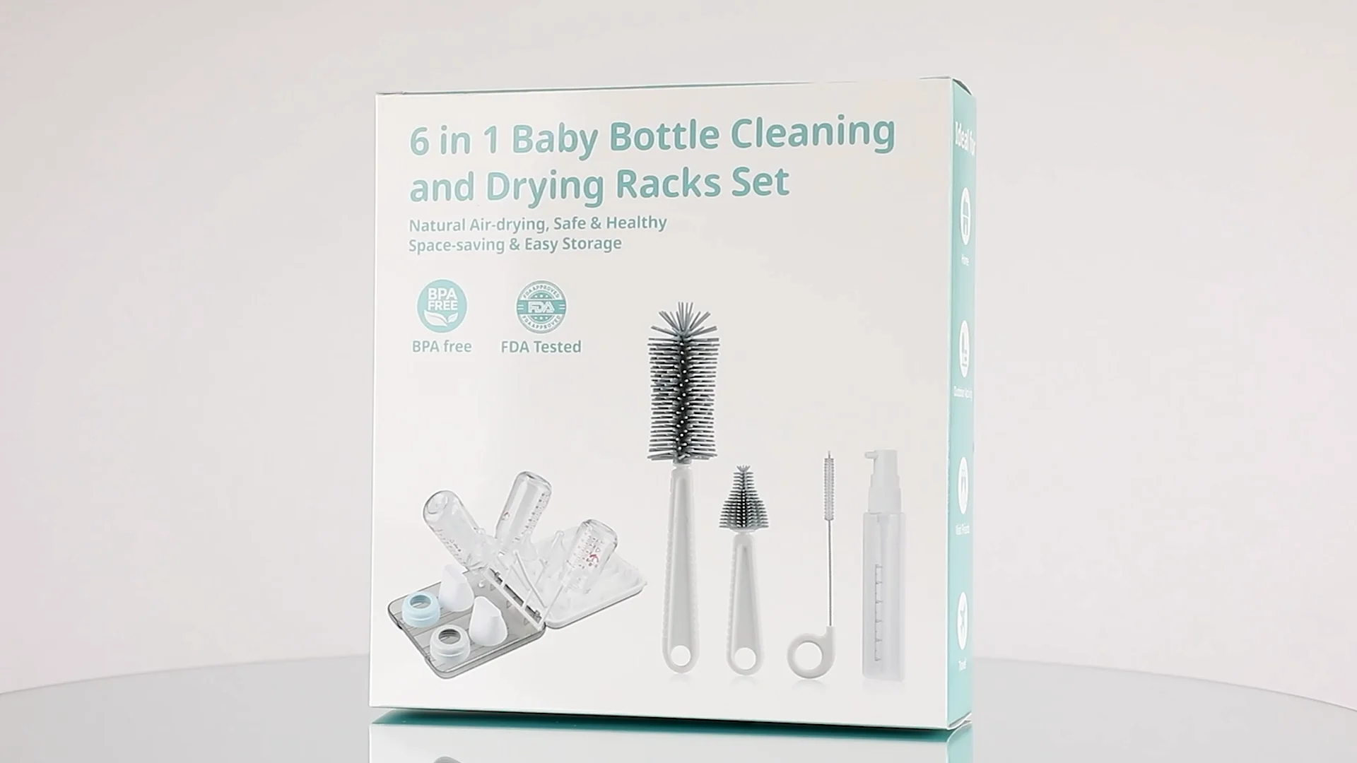 6 In 1 Travel Baby Bottle Cleaning Brush Set Silicone Baby Feeding