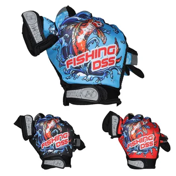 Unisex Custom Logo Fishing Glove Thin and Light Leather Sports Gloves with Adjustable Wrist Strap Polyester Material
