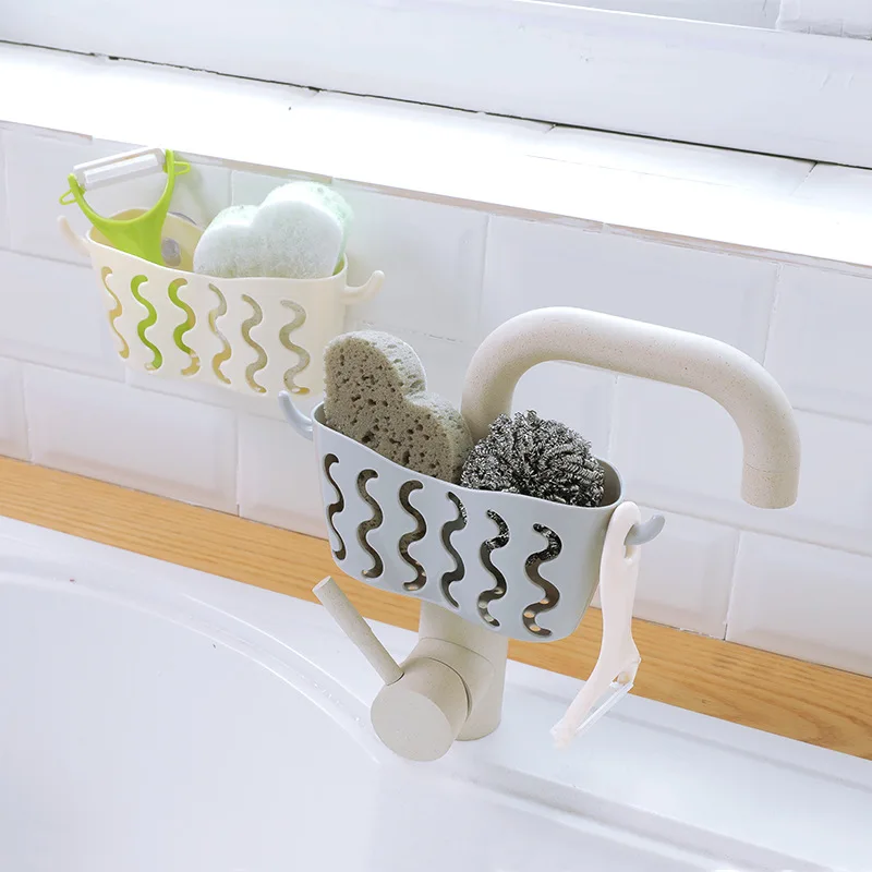 Perforation-free suction cup storage hanging basket faucet sponge drain basket Kitchen utensils utensil storage rack