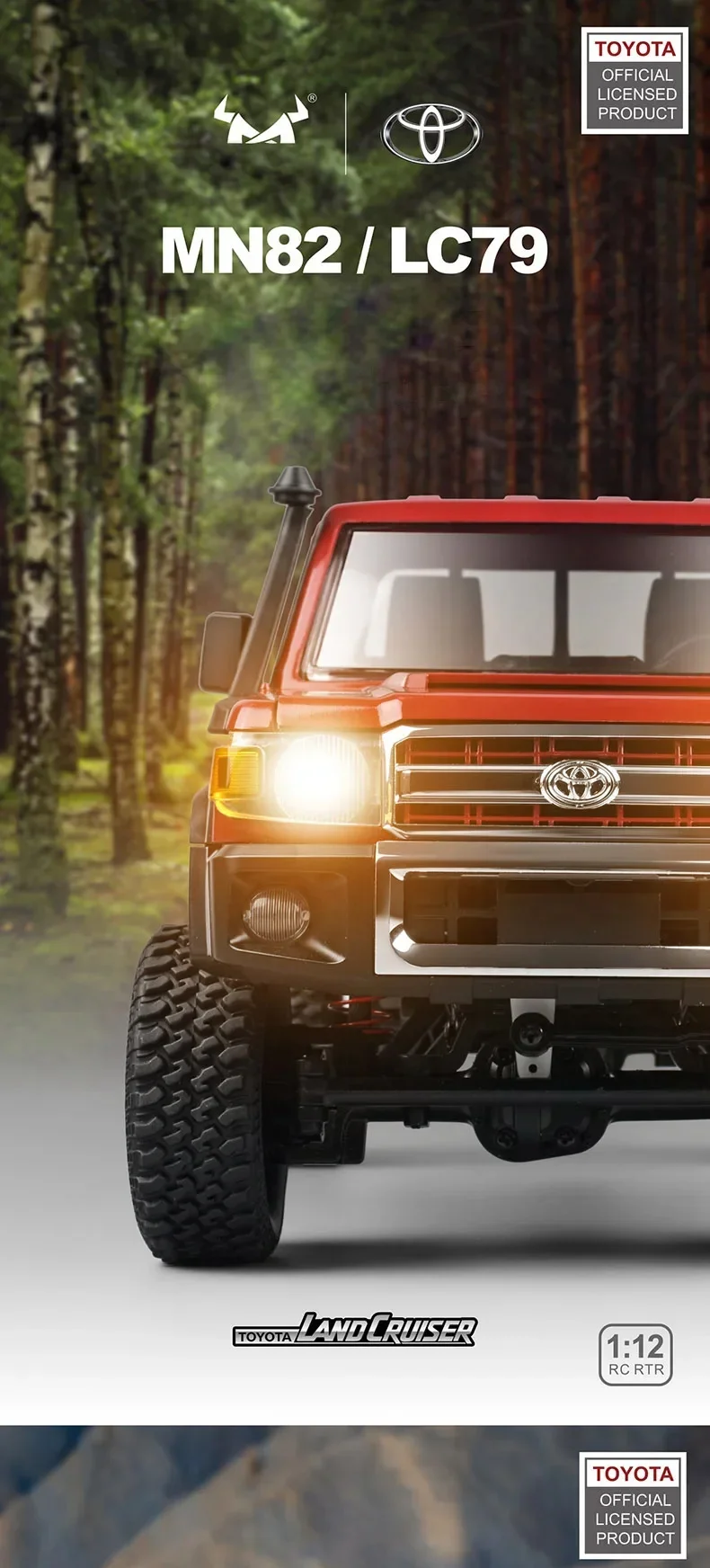 4WD 1/12 MN82 Remote Control Car 2.4Ghz Climbing Trucks USB Charging High Speed RC Car Toys MN Models