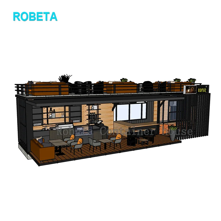 20ft 40ft Folding Container Coffee Shop Restaurant Shipping Container