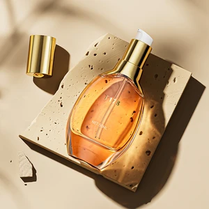 1.7FL/OZ/50ml Luxurious Seashell Shape Translucent Orange Lotion Pump Bottle Anti Aging Serum Glass Bottle