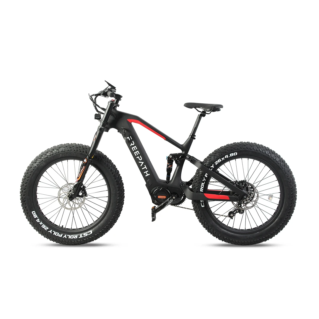 Carbon Fiber Full Suspension Electric Bike 1000w Mid Drive Motor Fat