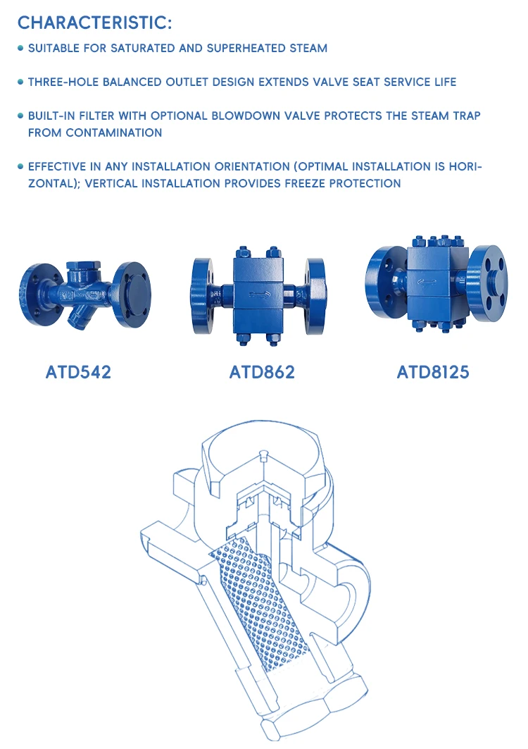 AcKaM Chinese Professional ATD542 Thermodynamic Steam Trap Manual Control General Application details