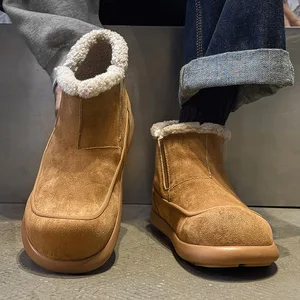 2026 Winter New Fashion Versatile Warm Cold-Proof Flannel Upper Non-Slip Rubber Outsole Snow Boots Men's Short Boots