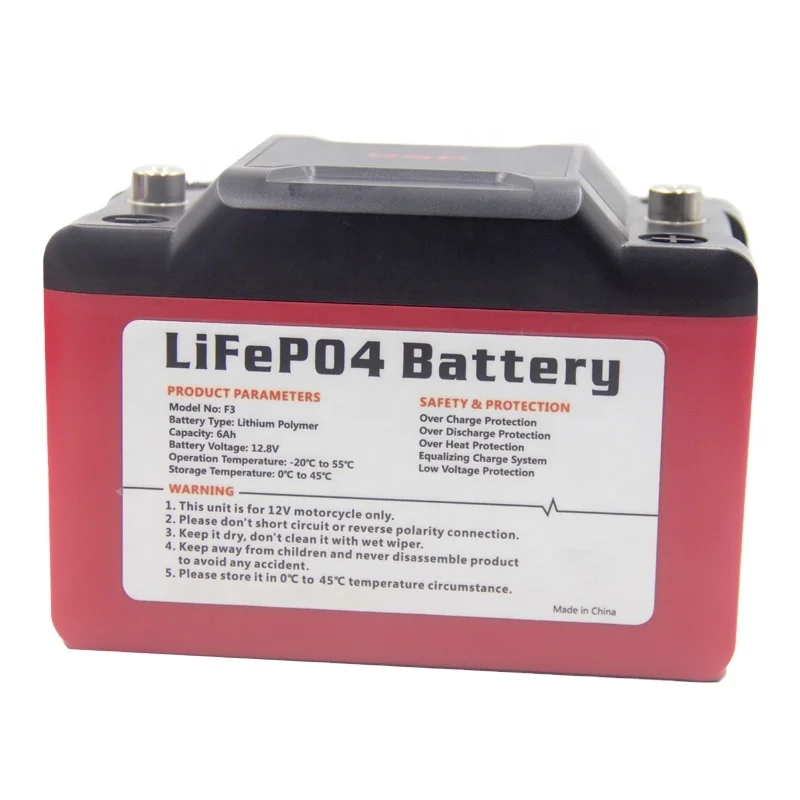 LiFePO4 Starter Lithium-ion Motorcycle Batteries 12.8V 2Ah Long life super light weight Battery