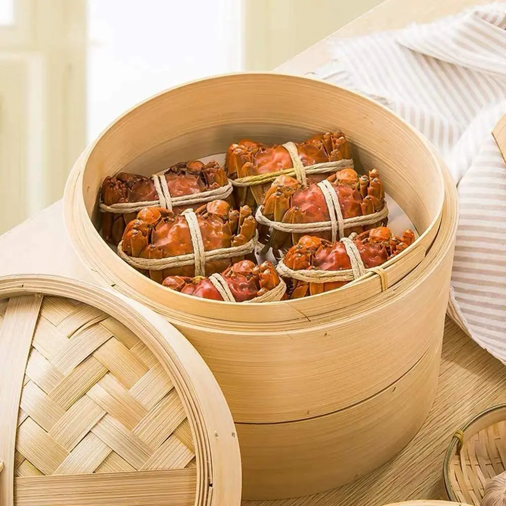 Ручной работы, 2 яруса, Паровая корзина из натурального бамбука, набор высококачественных паровых горшков для приготовления традиционных китайских блюд