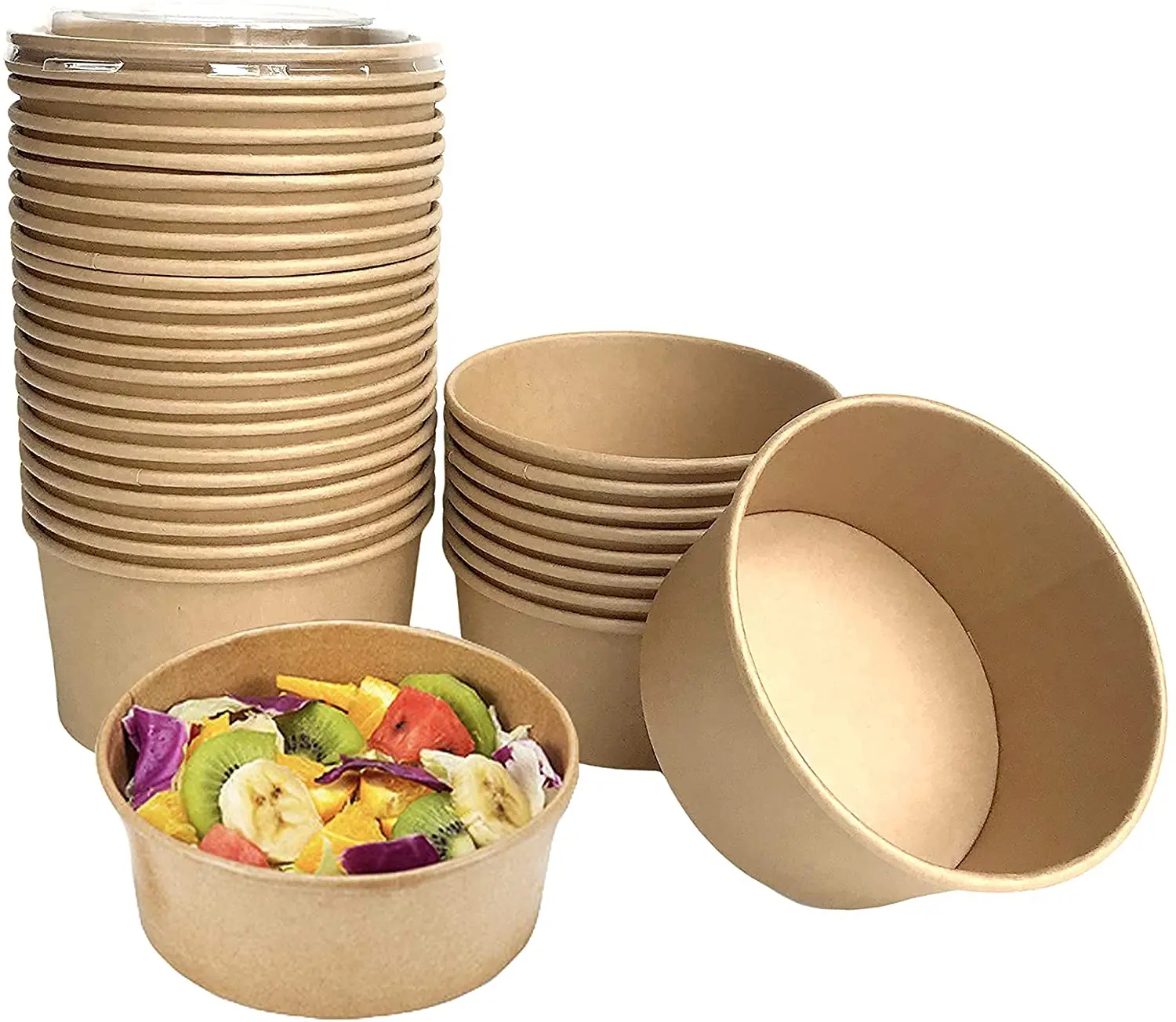 26oz Large Salad Paper Bowls with Lids Disposable Food Containers Hot or  Cold Dish to Go Packaging Great for Take Outs - China Eco Bowls, Round  Paper Bowl