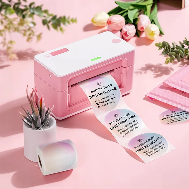 Rainbow Circle Labels Sticker Roll 2inch Compatible Thermal Printer Waterproof Alcohol-resistance Direct Thermal Label