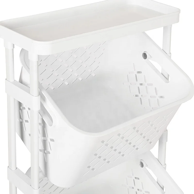 Multipurpose Rolling Storage Dirty Clothes Basket Trolley Layered Detachable Plastic Laundry Storage Basket